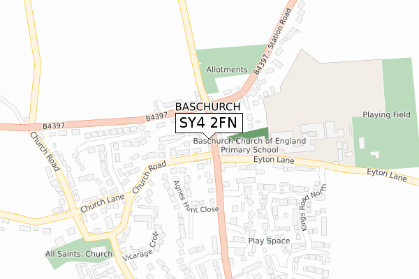 SY4 2FN map - large scale - OS Open Zoomstack (Ordnance Survey)