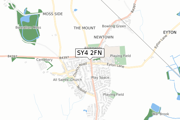 SY4 2FN map - small scale - OS Open Zoomstack (Ordnance Survey)