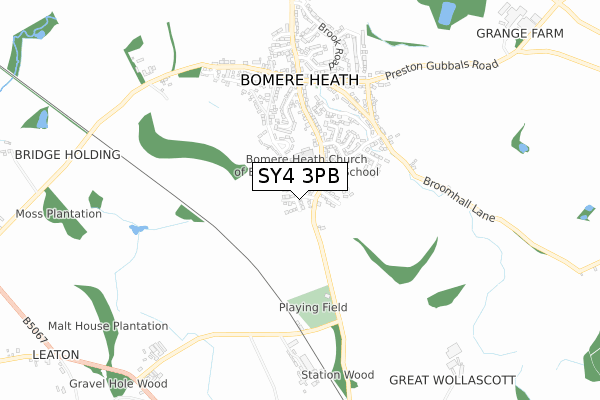 SY4 3PB map - small scale - OS Open Zoomstack (Ordnance Survey)