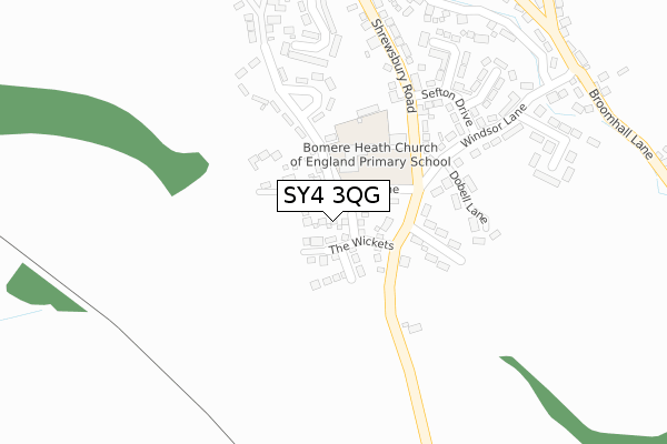 SY4 3QG map - large scale - OS Open Zoomstack (Ordnance Survey)