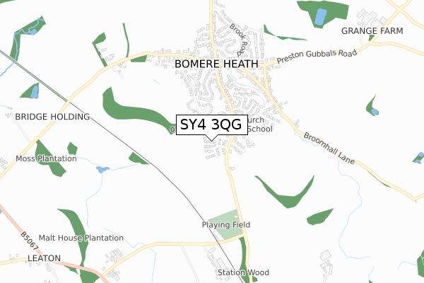 SY4 3QG map - small scale - OS Open Zoomstack (Ordnance Survey)