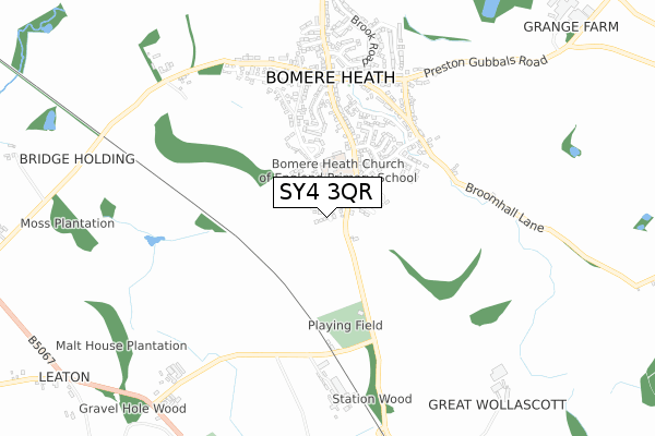 SY4 3QR map - small scale - OS Open Zoomstack (Ordnance Survey)