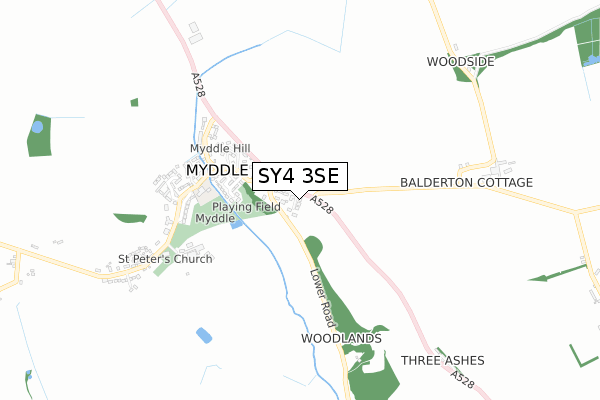 SY4 3SE map - small scale - OS Open Zoomstack (Ordnance Survey)