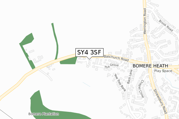 SY4 3SF map - large scale - OS Open Zoomstack (Ordnance Survey)