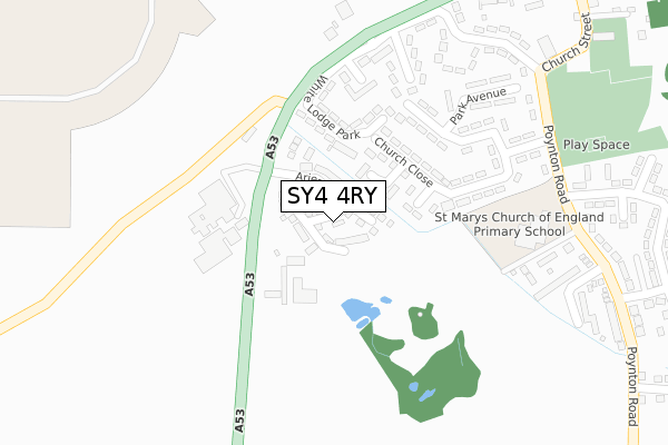 SY4 4RY map - large scale - OS Open Zoomstack (Ordnance Survey)