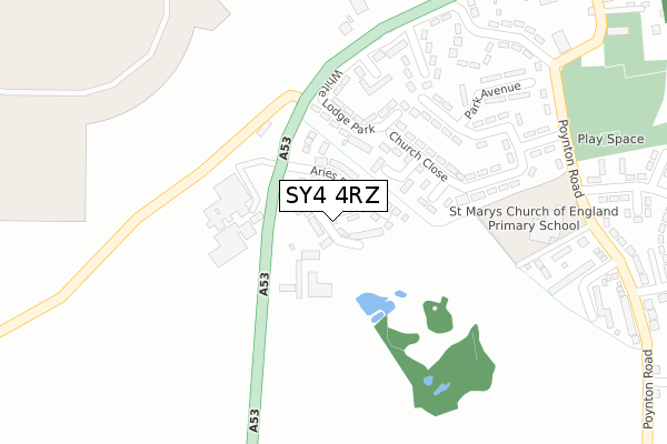 SY4 4RZ map - large scale - OS Open Zoomstack (Ordnance Survey)