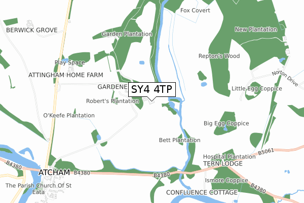 SY4 4TP map - small scale - OS Open Zoomstack (Ordnance Survey)