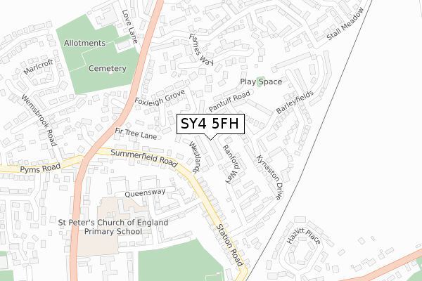 SY4 5FH map - large scale - OS Open Zoomstack (Ordnance Survey)