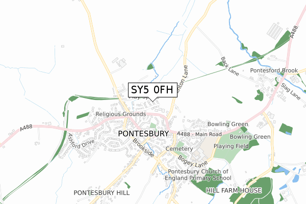 SY5 0FH map - small scale - OS Open Zoomstack (Ordnance Survey)