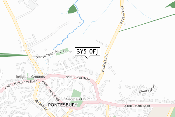 SY5 0FJ map - large scale - OS Open Zoomstack (Ordnance Survey)