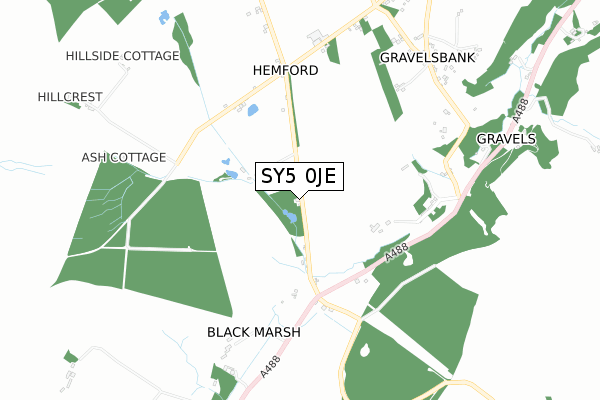 SY5 0JE map - small scale - OS Open Zoomstack (Ordnance Survey)