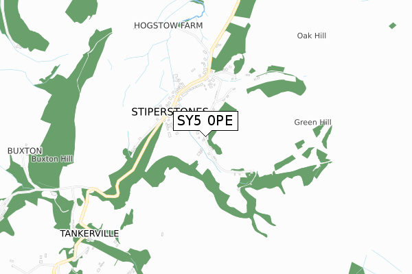 SY5 0PE map - small scale - OS Open Zoomstack (Ordnance Survey)