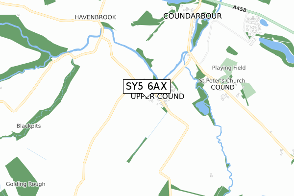 SY5 6AX map - small scale - OS Open Zoomstack (Ordnance Survey)