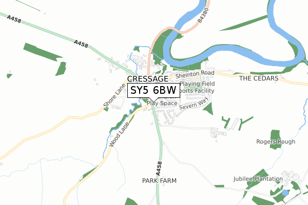 SY5 6BW map - small scale - OS Open Zoomstack (Ordnance Survey)