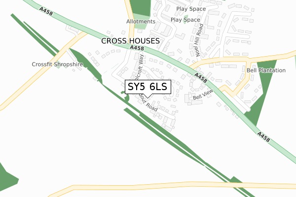 SY5 6LS map - large scale - OS Open Zoomstack (Ordnance Survey)