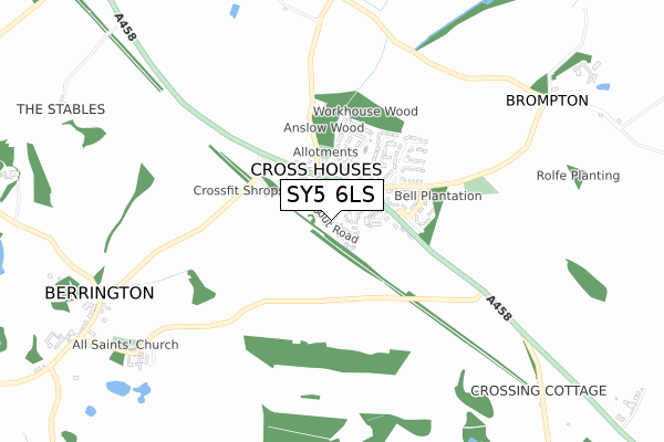 SY5 6LS map - small scale - OS Open Zoomstack (Ordnance Survey)