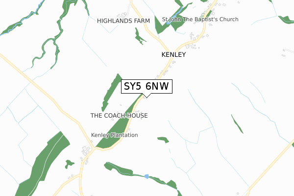 SY5 6NW map - small scale - OS Open Zoomstack (Ordnance Survey)