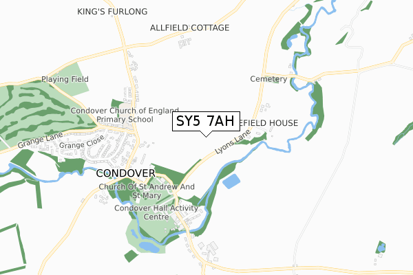 SY5 7AH map - small scale - OS Open Zoomstack (Ordnance Survey)