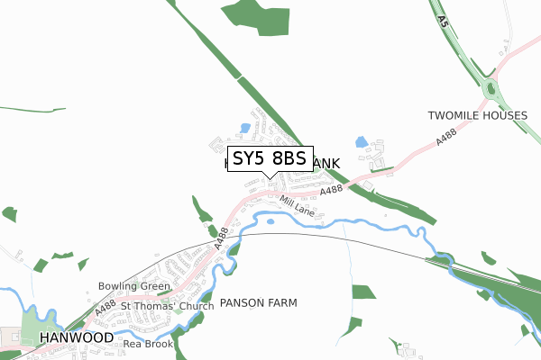 SY5 8BS map - small scale - OS Open Zoomstack (Ordnance Survey)