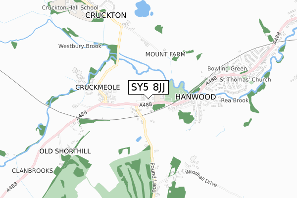 SY5 8JJ map - small scale - OS Open Zoomstack (Ordnance Survey)