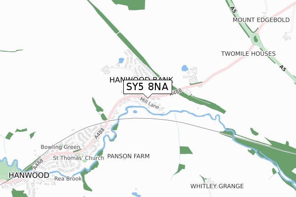 SY5 8NA map - small scale - OS Open Zoomstack (Ordnance Survey)