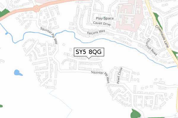 SY5 8QG map - large scale - OS Open Zoomstack (Ordnance Survey)