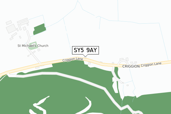 SY5 9AY map - large scale - OS Open Zoomstack (Ordnance Survey)