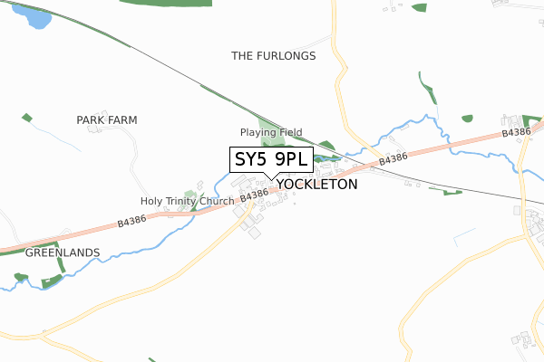 SY5 9PL map - small scale - OS Open Zoomstack (Ordnance Survey)