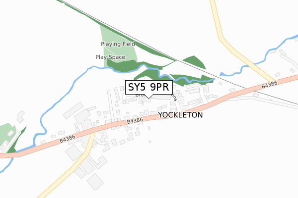 SY5 9PR map - large scale - OS Open Zoomstack (Ordnance Survey)