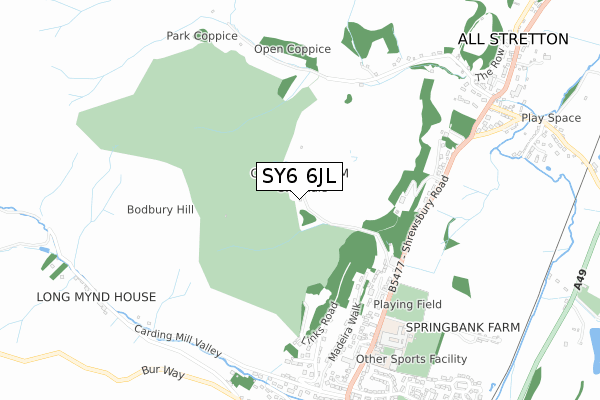 SY6 6JL map - small scale - OS Open Zoomstack (Ordnance Survey)