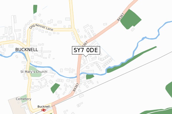 SY7 0DE map - large scale - OS Open Zoomstack (Ordnance Survey)