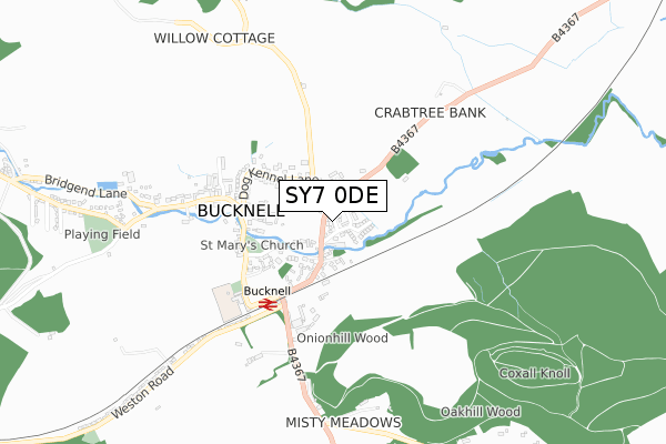 SY7 0DE map - small scale - OS Open Zoomstack (Ordnance Survey)