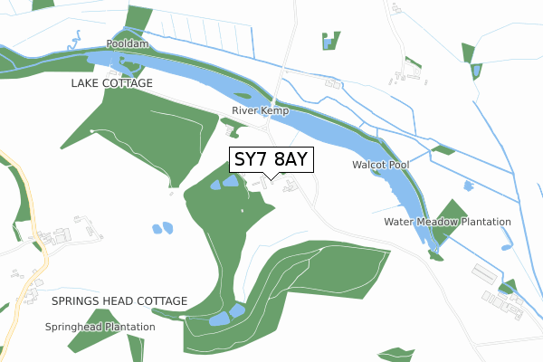 SY7 8AY map - small scale - OS Open Zoomstack (Ordnance Survey)