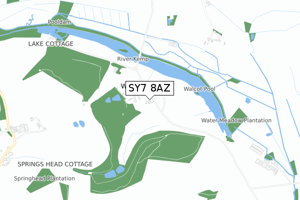 SY7 8AZ map - small scale - OS Open Zoomstack (Ordnance Survey)