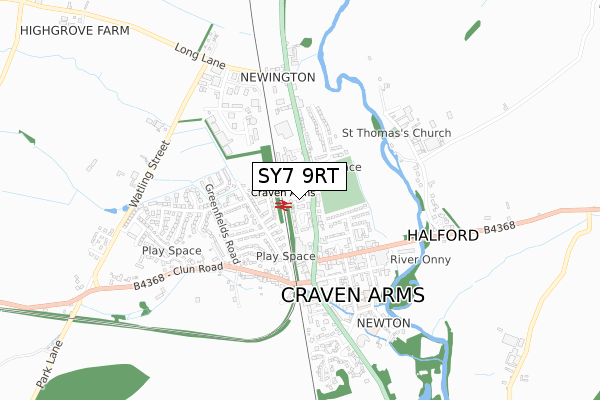 SY7 9RT map - small scale - OS Open Zoomstack (Ordnance Survey)