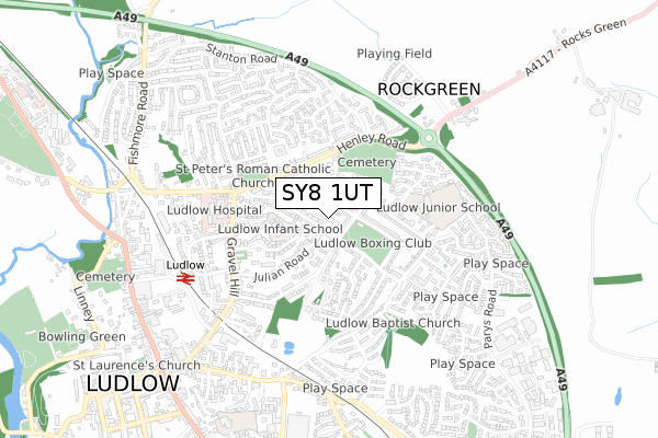 SY8 1UT map - small scale - OS Open Zoomstack (Ordnance Survey)