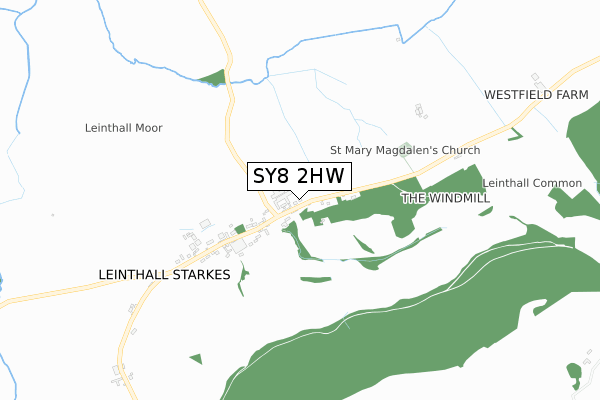 SY8 2HW map - small scale - OS Open Zoomstack (Ordnance Survey)