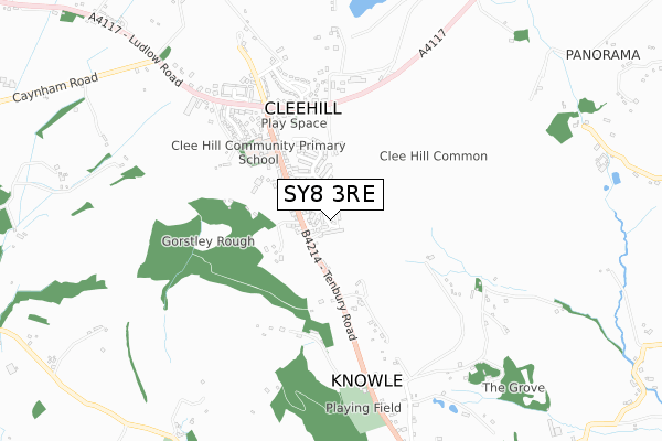 SY8 3RE map - small scale - OS Open Zoomstack (Ordnance Survey)