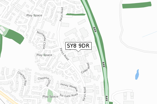 SY8 9DR map - large scale - OS Open Zoomstack (Ordnance Survey)