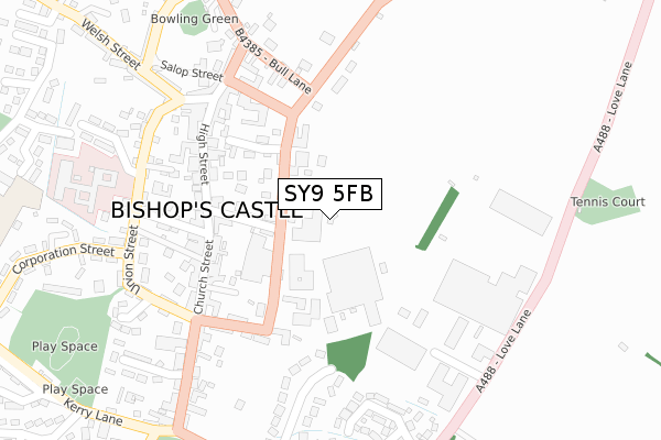 SY9 5FB map - large scale - OS Open Zoomstack (Ordnance Survey)