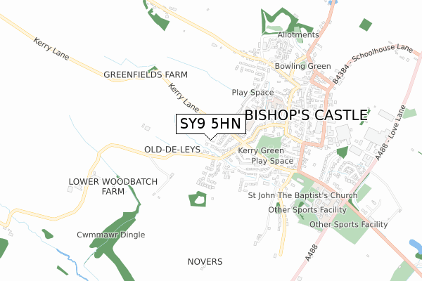 SY9 5HN map - small scale - OS Open Zoomstack (Ordnance Survey)