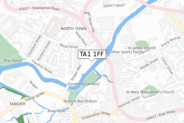 TA1 1FF map - large scale - OS Open Zoomstack (Ordnance Survey)