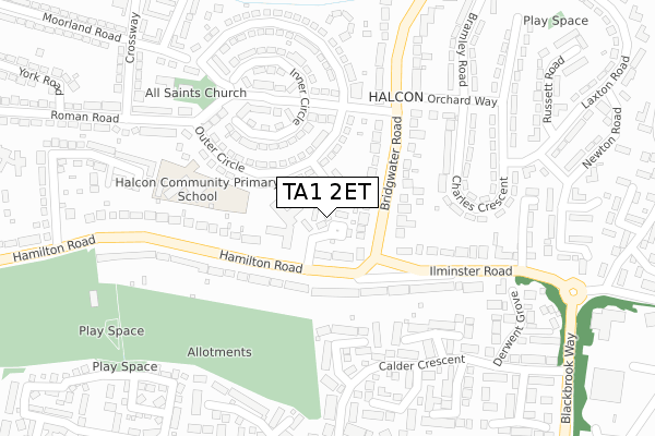 TA1 2ET map - large scale - OS Open Zoomstack (Ordnance Survey)