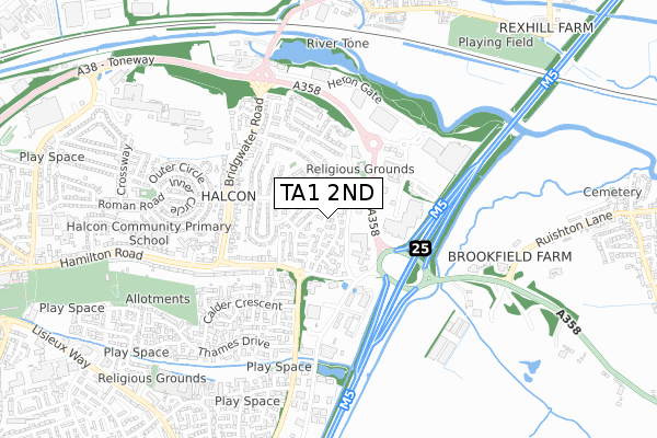 TA1 2ND map - small scale - OS Open Zoomstack (Ordnance Survey)