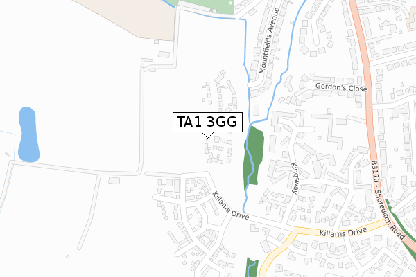 TA1 3GG map - large scale - OS Open Zoomstack (Ordnance Survey)