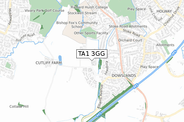 TA1 3GG map - small scale - OS Open Zoomstack (Ordnance Survey)