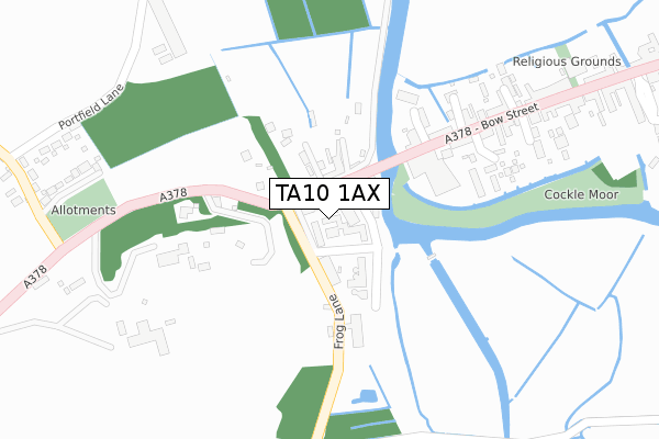 TA10 1AX map - large scale - OS Open Zoomstack (Ordnance Survey)