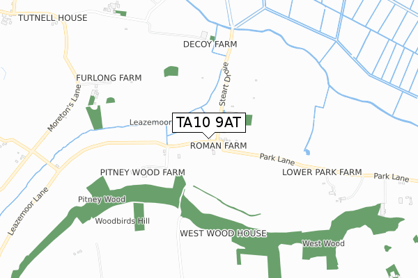 TA10 9AT map - small scale - OS Open Zoomstack (Ordnance Survey)