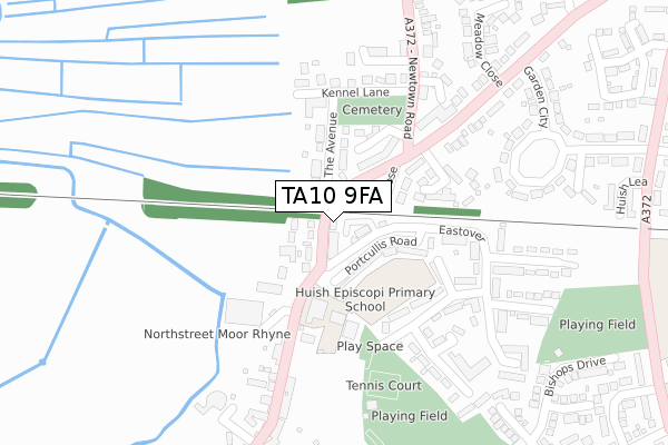 TA10 9FA map - large scale - OS Open Zoomstack (Ordnance Survey)