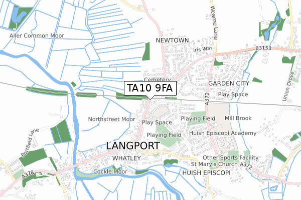 TA10 9FA map - small scale - OS Open Zoomstack (Ordnance Survey)